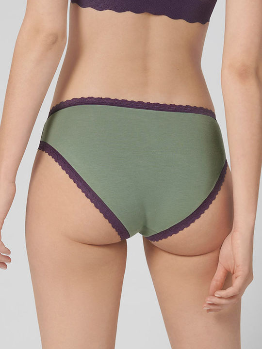 24/7 Weekend H Tai Cotton Women's Slip 3Pack with Lace Dark Green/Purple