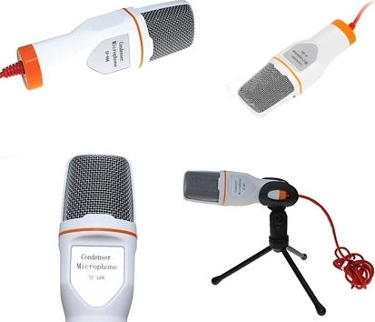 Ezra CTK-SF-666-ΟΕΜ Condenser Microphone 3.5mm Tabletop for Vocals in White Color