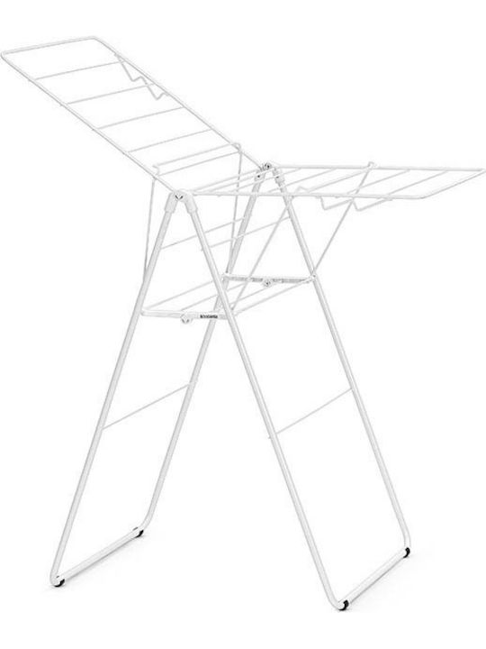 Brabantia Hangon Folding Floor Clothes Drying Rack Metallic Fresh White with Hanging Length 15m