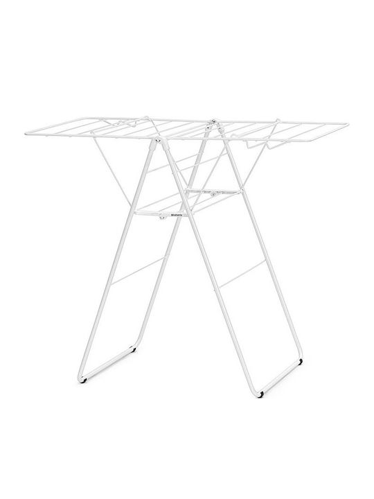 Brabantia Hangon Folding Floor Clothes Drying Rack Metallic Fresh White with Hanging Length 15m