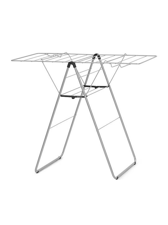 Brabantia Hangon Folding Floor Clothes Drying Rack for Balcony Metallic Grey with Hanging Length 15m