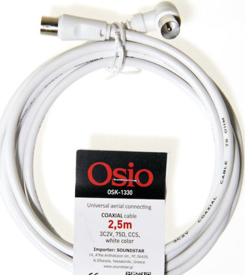 Osio Antenna Cable Coax male - Coax female White 2.5m (OSK-1330) 1pcs