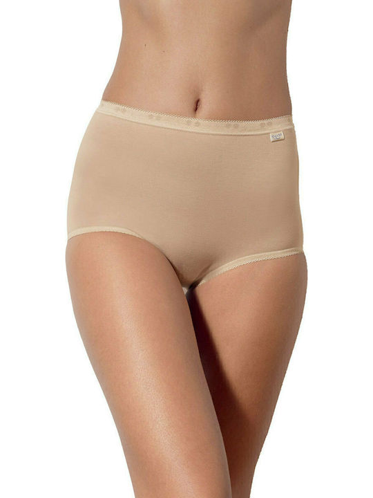 Basic Maxi Βαμβακερό Ψηλόμεσο Γυναικείο Boxer Μπεζ