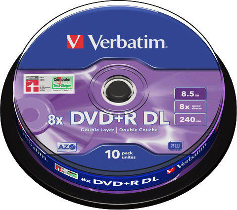 Verbatim Εγγράψιμα DVD+R 8x Dual Layer 8.5GB Cake Box 10τμχ