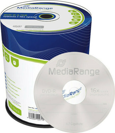 MediaRange Записваеми DVD-R 16x 4.7ГБ Кутия за торта 100бр