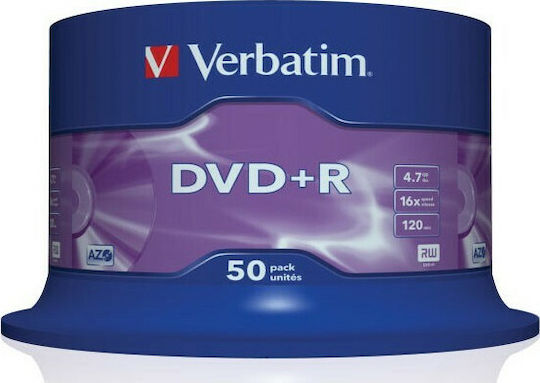 Verbatim Εγγράψιμα DVD+R 16x 4.7GB Cake Box 50τμχ