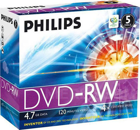 Philips Επανεγγράψιμα DVD-RW 4x 4.7GB 5τμχ