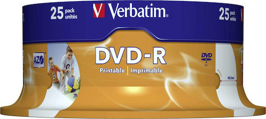 Verbatim Εγγράψιμα DVD-R 16x 4.7GB Cake Box 25τμχ