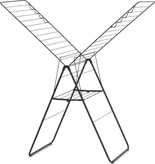 Brabantia Hangon Πτυσσόμενη Απλώστρα Δαπέδου Μεταλλική Matt Black με Μήκος Απλώματος 25m