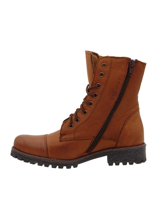 Leather Women's Ankle Boots Tabac Brown