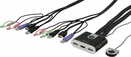 Aten 2-Port USB HDMI/Audio Cable KVM Switch with Remote Port Selector