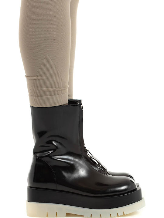 Dozed Pl Leather Women's Ankle Boots Black / White