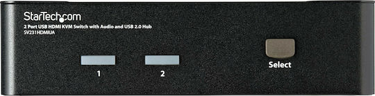 StarTech 2-Port USB HDMI KVM Switch with Audio and USB 2.0 Hub SV231HDMIUA