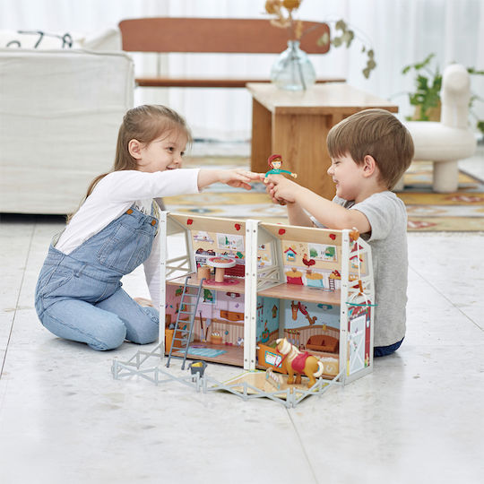 Hape The Pony Farm in Suitcase Wooden Dollhouse