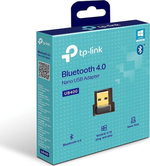 TP-LINK UB400 v1 USB Bluetooth 4.0 Адаптер с Обхват 10м Черен
