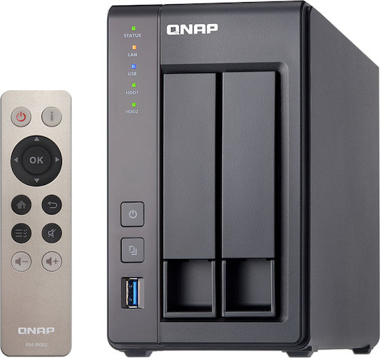 QNap TS-251+-2G NAS Tower με 2 θέσεις για HDD/SSD και 2 θύρες Ethernet