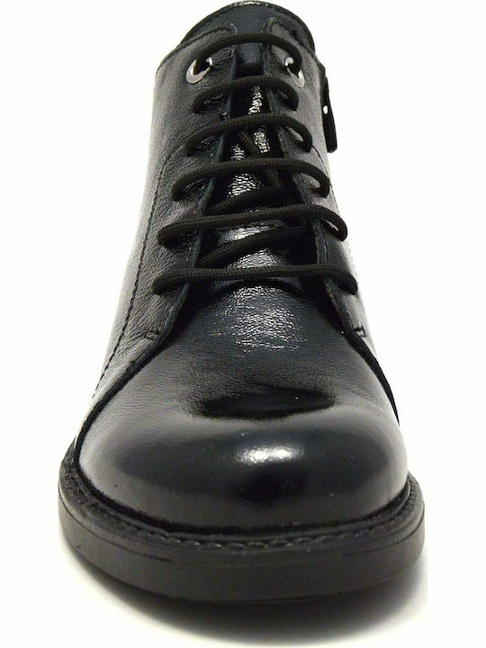 Women's Patent Leather Ankle Boots Black