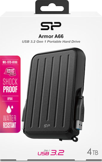 Silicon Power Armor A66 USB 3.2 External 2.5" HDD 4TB Black