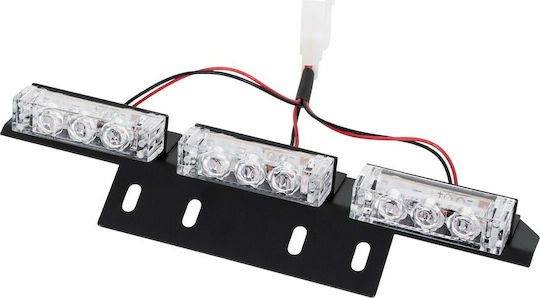 GloboStar Pro Series Μπάρες Σήμανσης Οχήματος Αστυνομίας για Αυτοκίνητα & Φορτηγά 3 Προγραμμάτων Φωτισμού Strobe Led High Power 18W 10-30V - Μπλε