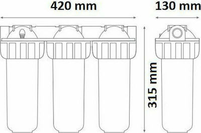 Atlas Filtri Senior Plus Triplex 3P BFO SX TS Wasserfiltrationssystem Unter der Spüle / Zentrale Versorgung Durchmesser 1''