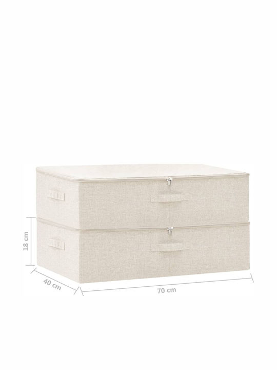 vidaXL Stoff Aufbewahrungsbox Cream 70x40x18cm 2Stück