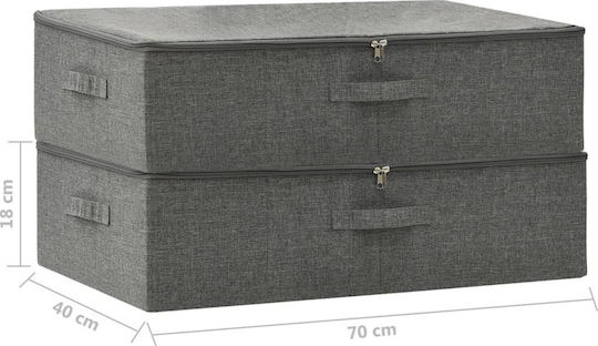 vidaXL Текстил Кутия за съхранение с капак Сив 70x40x18см 2бр