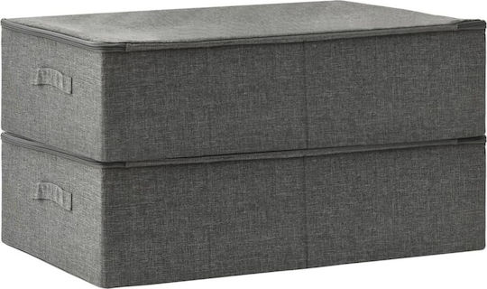 vidaXL Текстил Кутия за съхранение с капак Сив 70x40x18см 2бр
