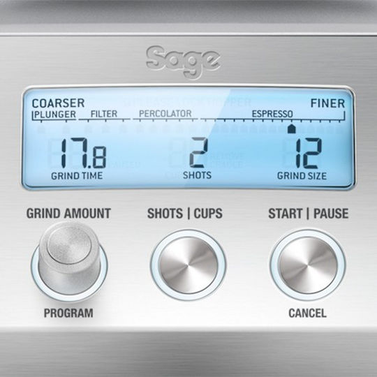 Sage Smart Grinder Pro Black Stainless Steel Electric Coffee Grinder 165W with Grain Capacity 450gr and 60 Grind Levels Black