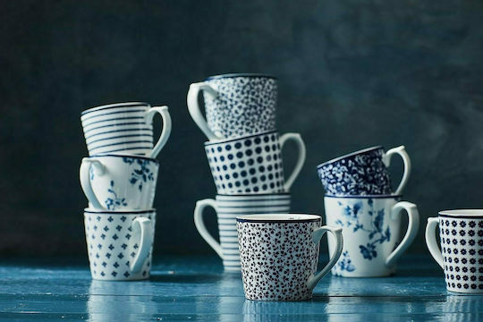 Laura Ashley Blueprint Set of Cups Espresso Porcelain Floris & Candy Stripe 100ml 2pcs