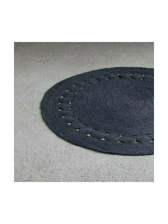 Nima Makrame Teppich Rund Sommer Korbweide Dark Grey