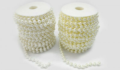 Craft Beads Beige 1pcs Garland with Ivory Pearls 8mm 17m