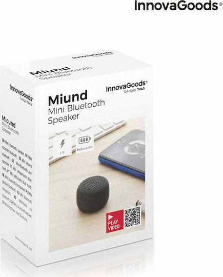 InnovaGoods Miund Bluetooth-Lautsprecher 1W mit Akkulaufzeit bis zu 5 Stunden Schwarz