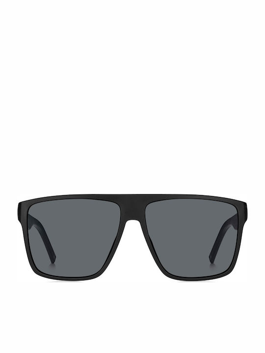 Tommy Hilfiger Men's Sunglasses with Black Horn-Rimmed Frame and Grey Polarized Lens 2027990035-9IR