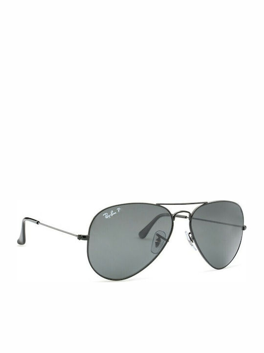 Ray Ban Aviator Unisex Sunglasses with Black Metal Frame and Black Polarized Lens RB3025 002/48