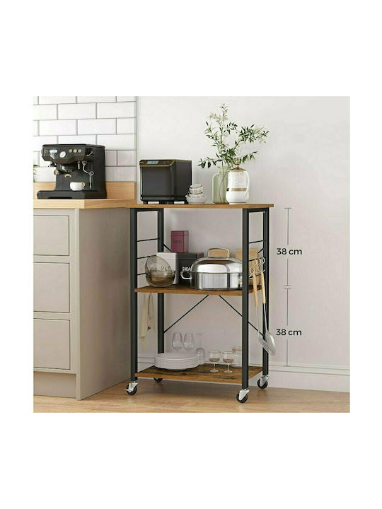 Vasagle Metal Kitchen Trolley 3 Tiers Black 60x40x89cm