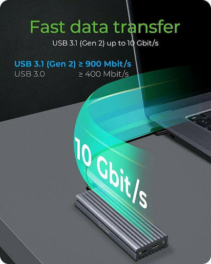 Icy Box Θήκη για Σκληρό Δίσκο M.2 PCI Express NVME με σύνδεση USB 3.1 Type-C σε Γκρι χρώμα