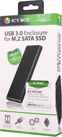 Icy Box Hard Drive Case M.2 SATA III with connection USB 3.0 in Schwarz color
