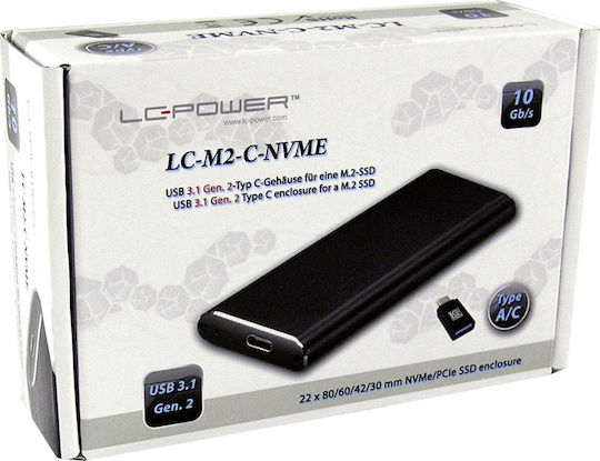 LC-Power Θήκη για Σκληρό Δίσκο M.2 PCI Express NVME με σύνδεση USB 3.1 Type-C