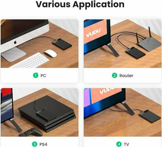 Ugreen Твърд диск кутия 2.5" SATA III с връзка USB 3.0 в Черен цвят