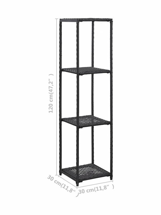 vidaXL vidaXL Kitchen Rack Rattan Black 4 Tiers 30x30x120cm