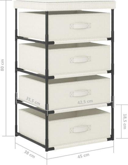 Raft De Depozitare Din Metal Și Țesătură Cu 4 Sertare L45xL38xÎ80cm