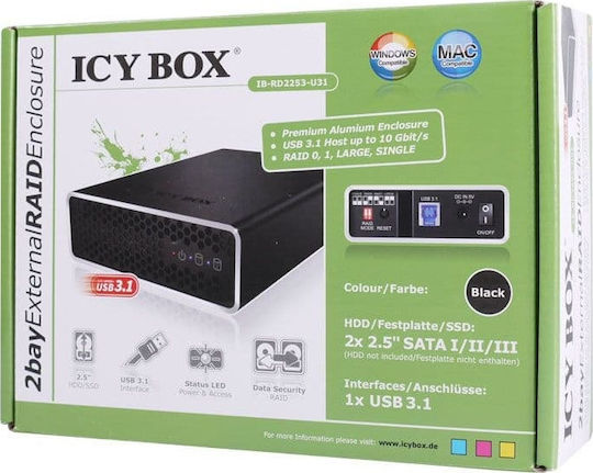 Icy Box Θήκη για 2 Σκληρούς Δίσκους 2.5" SATA III με σύνδεση USB 3.0