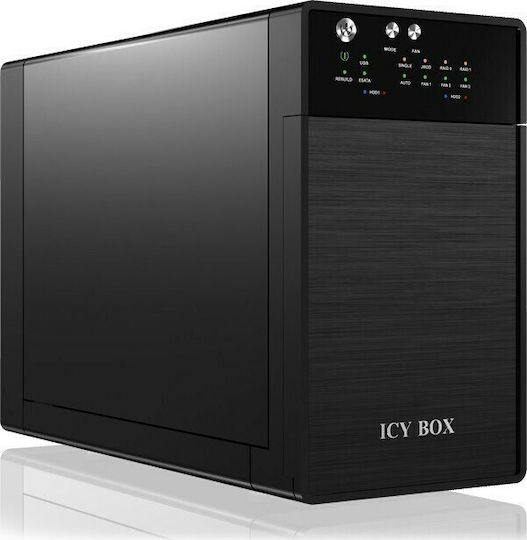 Icy Box Твърд диск кутия за 2 твърди дискове 3.5" SATA III с връзка USB 3.0 / eSATA в Черен цвят