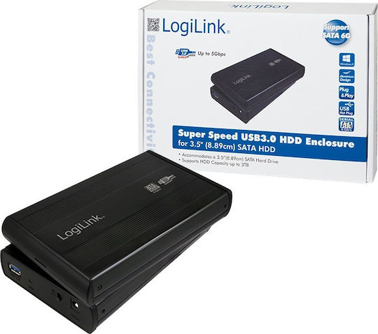 LogiLink Твърд диск кутия 3.5" SATA III с връзка USB 3.0 в Черен цвят