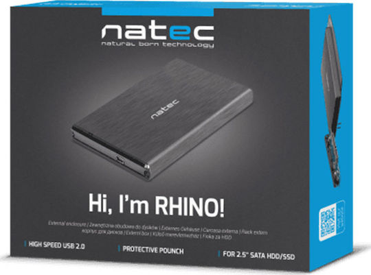 Natec Rhino USB 2.0 Case for Hard Drive 2.5" SATA III with Connection USB 2.0
