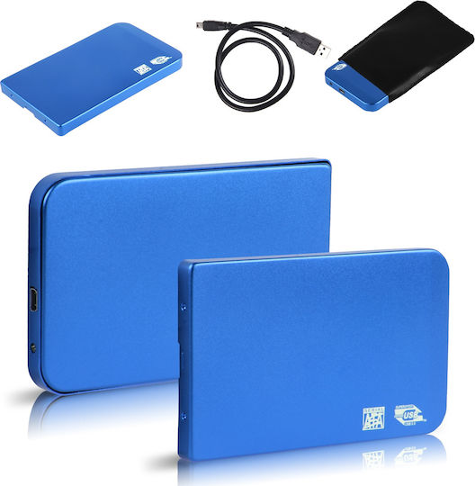 Твърд диск кутия 2.5" SATA III с връзка USB 2.0 в Син цвят