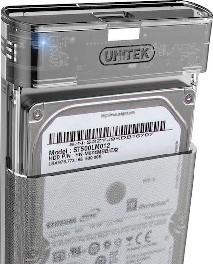 Unitek DiskGuard Limpid R Θήκη για Σκληρό Δίσκο 2.5" SATA III με σύνδεση USB 3.1 σε Διάφανο χρώμα