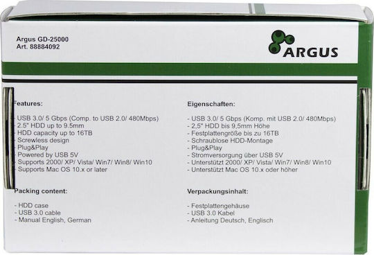 Inter-Tech Argus GD-25000 Carcasă pentru unitate de hard disk 2.5" SATA III cu conexiune USB 3.0 în culoarea Transparent