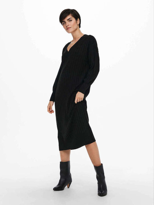 Tessa Midi Φόρεμα Πλεκτό Μαύρο