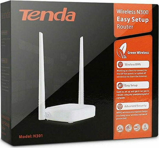 Tenda N301 Drahtlos Router Wi‑Fi 4 mit 3 Anschlüssen Ethernet